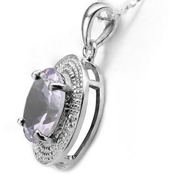 Sterling Silver Rose De France & Diamond Necklace - Picture 4 of 9